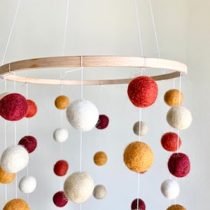 Custom Dark Reds & Light Oranges Ceiling Mobile - Felt Ball Minimalist Nursery Art -  Baby Shower Activity and/or Decor, then use in Nursery