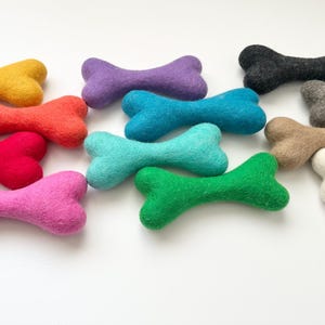 Large Solid Wool Dog Bone - Hand felted colorful Non-toxic dye - Toys for dogs & puppies - Christmas Present for pets - Canine Easter Gift image 12