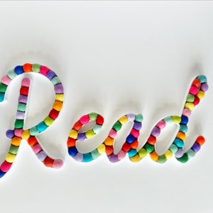 Customizable READ Wall Hanging - Colorful Cursive Letter Art for Kids ...