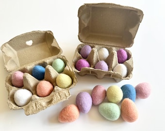 Set of 6 Felted Eggs in an Egg Carton - Choose Your Pastel Color(s) to Mix n Match your Custom Set - Spring Toys for Kids Easter Baskets