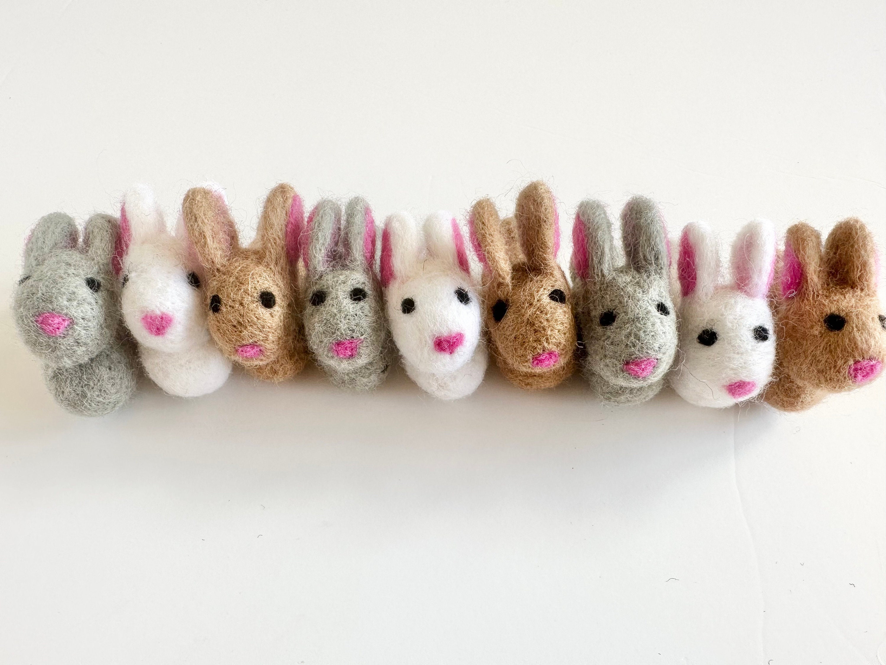 Neutral Rabbit Stuff For Rabbits Solid Wool Felted Bunny Toy - Sold Individually or Set of Wool Rabbits ...