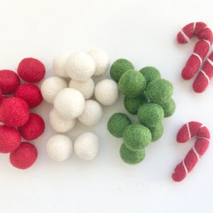 Traditional Christmas Felt Balls - 2.5 cm custom felted wool ball for crafts - Bulk Poms for DIY Holiday Tree Garland Mantel Bunting Banners