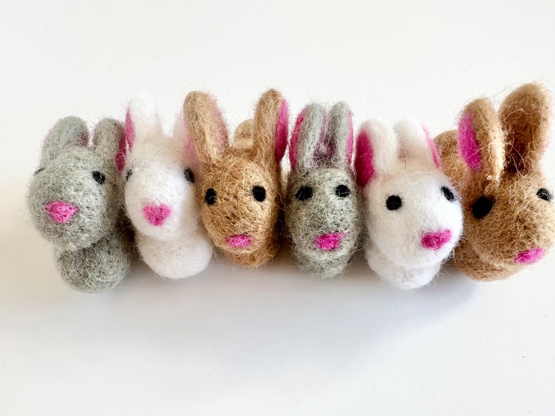 Solid Wool Felted Bunny - Sold Individually or in Sets of Felt Craft ...