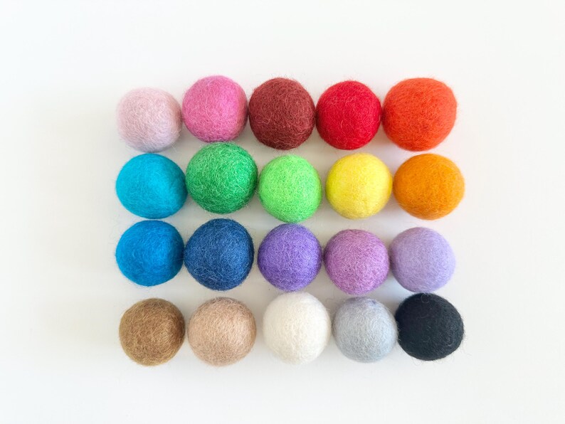 Medium Solid Wool Cat Toys - 3.5cm Colorful Felted ball toy set for small pets, cats, ferret, kitten - FREE Catnip option - Choose Colors image 13