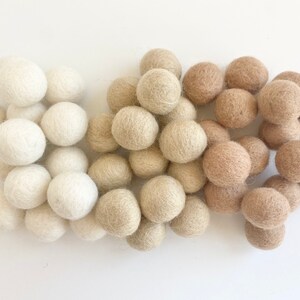 Neutral Gradient Felt Balls - 2.5 cm felted wool balls for crafting - Wholesale Bulk Felt Balls - DIY White Garland - Wool Pom Poms Only