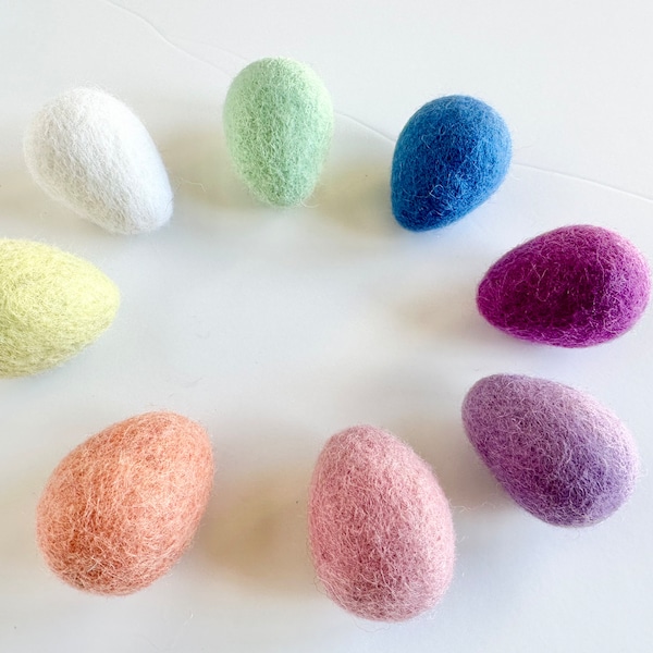 Choose Your Color(s) Easter Felt Eggs - Felted Spring Accent Decor - DIY Pastel Spring Decor Ornament - Kids Basket Gift - Sold Individually