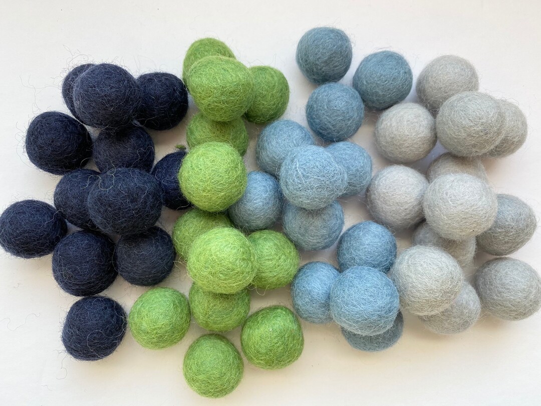 Navy, Green, Grays Felt Balls 2.5 Cm Felted Custom Wool Balls for Your