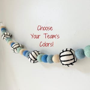 Customizable Wool Volleyball Garland - Beach Colors Volley Ball Bunting - Blue Sports Fan Banner - Pro College High School Team Player Decor