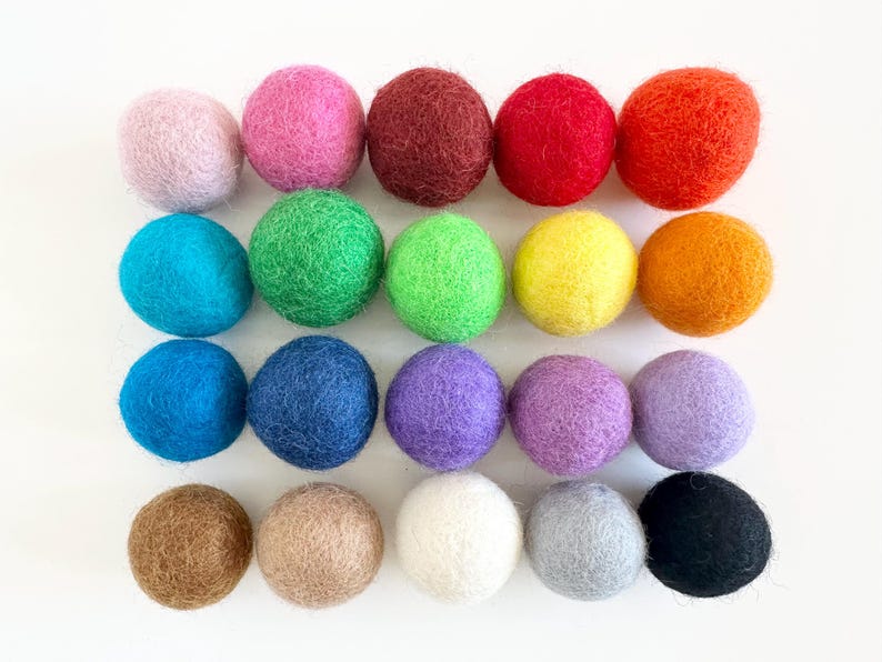 Medium Solid Wool Cat Toys - 3.5cm Colorful Felted ball toy set for small pets, cats, ferret, kitten - FREE Catnip option - Choose Colors image 7