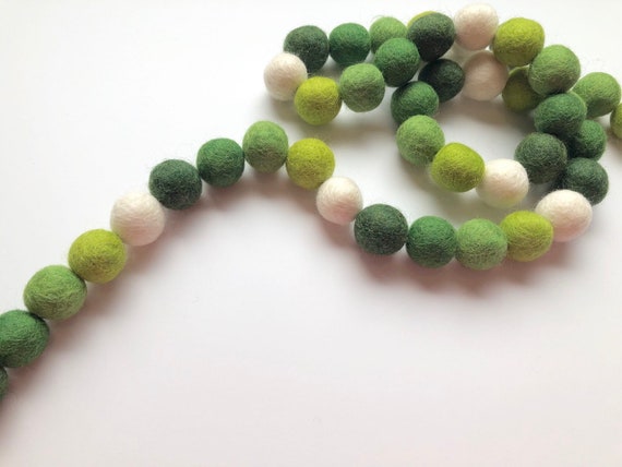 Felted wool pebbles pear green, orange, light gray wool stone diy felt garland felt beads Felted wool ornaments natural beads