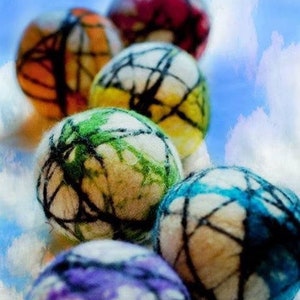 6 Premium XL Wool Dryer Balls Organic Set of 6 Extra Large Unscented / Scented Dryer Balls Organic Colorful Laundry Balls Rainbow Set image 2