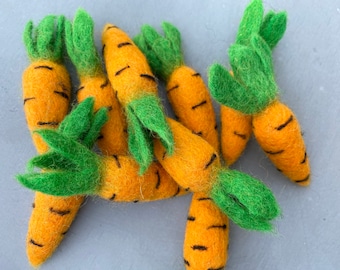 Felted Wool Carrot Toy for Cats - Orange Felt Kicker Toy for Kittens, Ferrets - Add Catnip for FREE! - Waldorf Kitchen Food Play Pretend