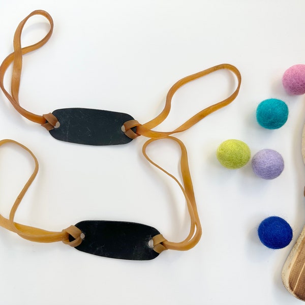 Replacement Band for Wool Jamboree Slingshot - Strong rubber band w/ faux leather pouch for wooden sling shot - Kid & Pet Stocking Stuffer
