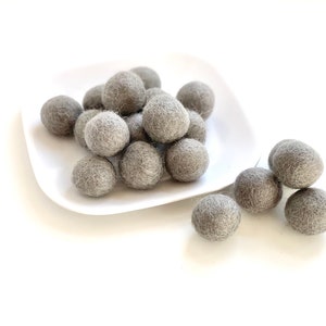 Bulk Gray Felt Balls - 2.5 cm felted poms for DIY crafting - Wholesale All Neutral Nursery Garland Room Decor - Wool Poms Only - Mix n Match