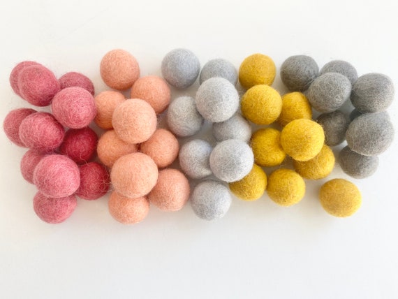 Pink Gold Gray Felt Balls Custom 2.5 Cm Felted Wool Ball for