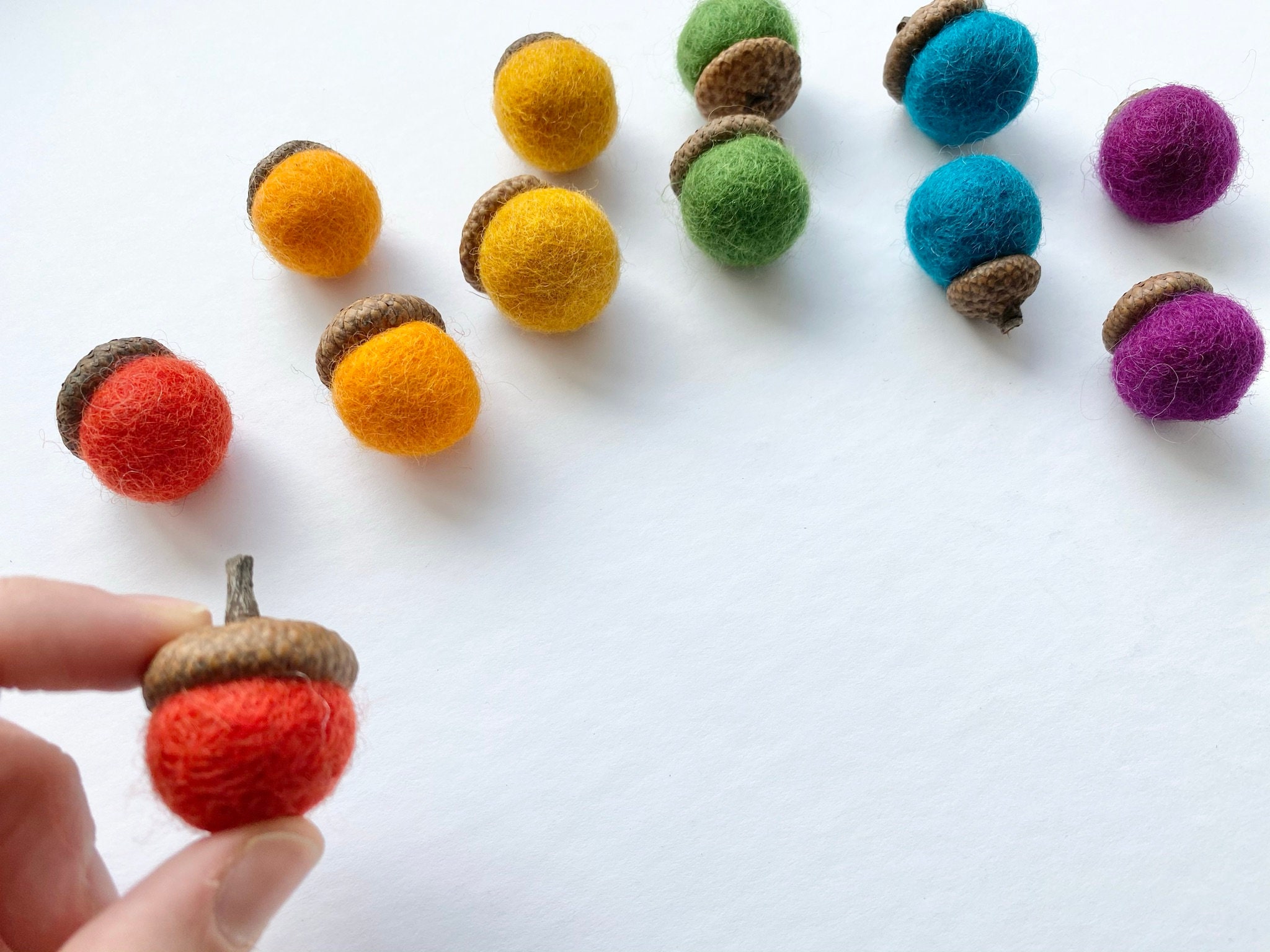 Shades of Blue & Orange Felt Balls 2.5 Cm Felted Wool Ball for Your Crafts  Bulk Felt Balls for Nursery Craft Garland Wool Poms Only 