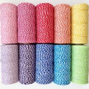 Bakers Twine Cutting - Choose your Length - Lite Pink, Dark Pink, Red, Orange, Yellow, 2 Greens, Blue, Indigo, Violet, Lavender, Gray, Black