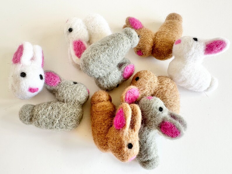 Solid Wool Felted Bunny - Sold Individually or in Sets of Felt Craft ...