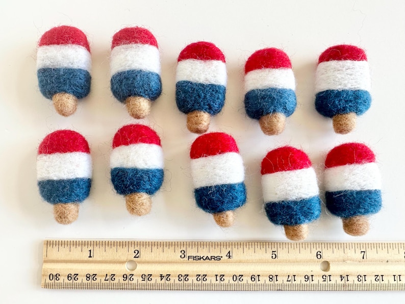 Wool Felt Popsicle Toy - Felted Ice Cream Bar for Imaginative Kids Play - Kicker for Cat or Kitten w/ FREE Catnip - Summer Bright Fudge Pop image 9
