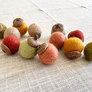 Customizable Felted Wool Acorns - Light Fall Thanksgiving Colors - Choose between loose for table scatter/bowl filler, ornament set, garland
