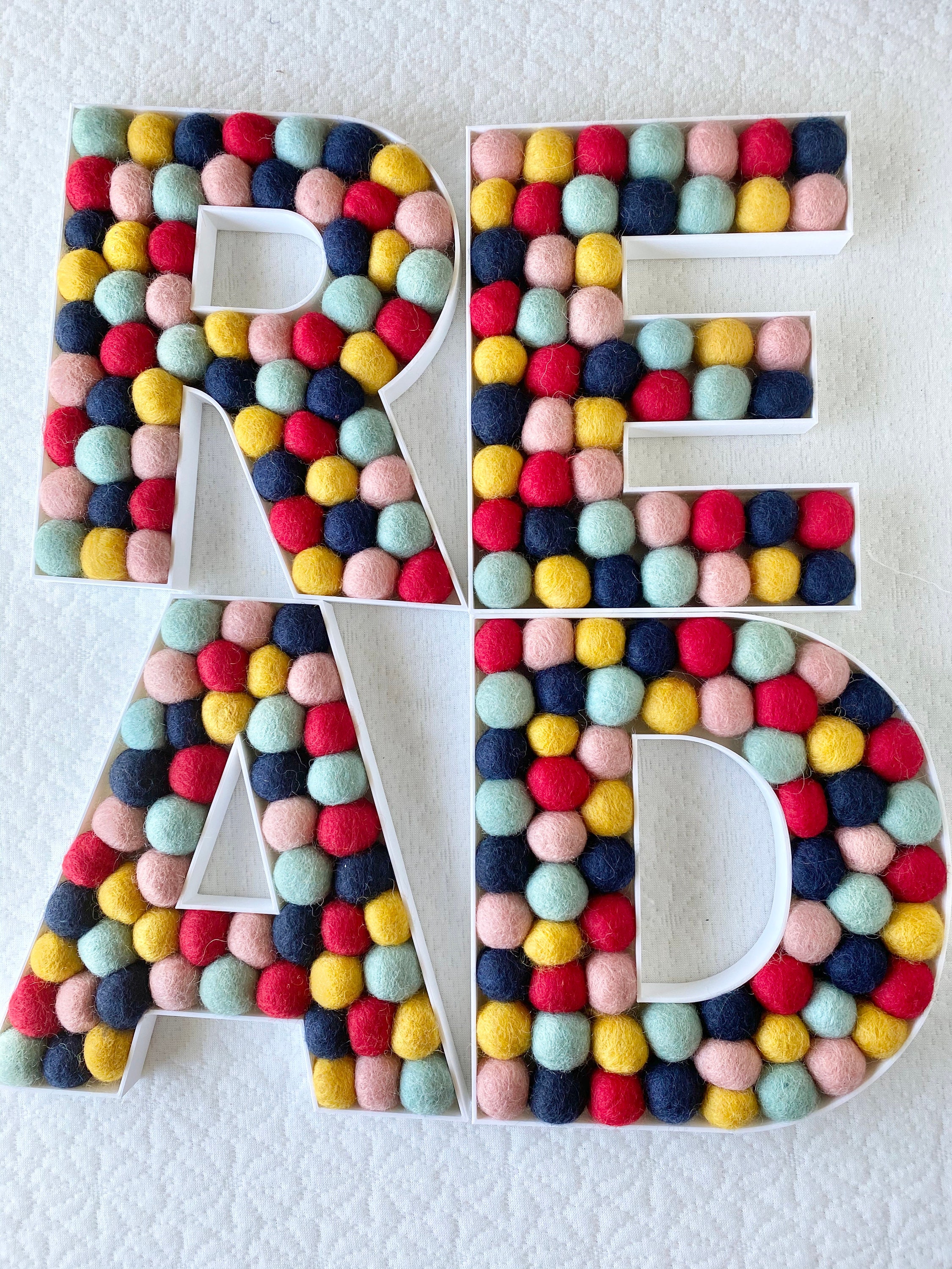 Custom READ Letters Felt Ball Letters for Play Room Reading Etsy
