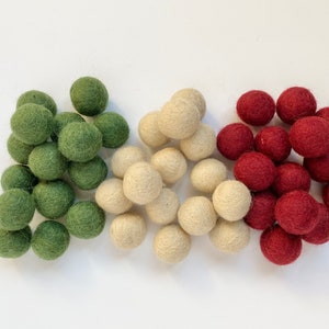 Customizable Classy Christmas Felt Balls - 2.5 cm custom felted wool ball for crafts - Bulk Felt Balls for DIY Holiday Garland - Poms Only