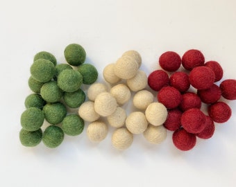 Customizable Classy Christmas Felt Balls - 2.5 cm custom felted wool ball for crafts - Bulk Felt Balls for DIY Holiday Garland - Poms Only