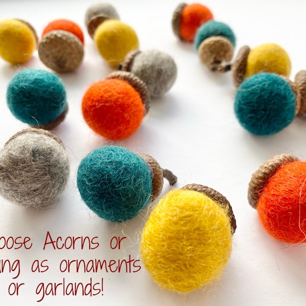 Custom Wool Felted Acorns - Beautiful Fall Wedding Decor - Home Accessories & Mom Gifts - Christmas Acorn Ornaments and Felt Acorn Garlands