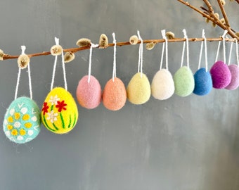 Wool Felt Egg Ornament - Needle Felted Spring Accent Decor - Christmas Easter Decoration for Easter Basket Gifts, Seasonal Tree, Tiered Tray