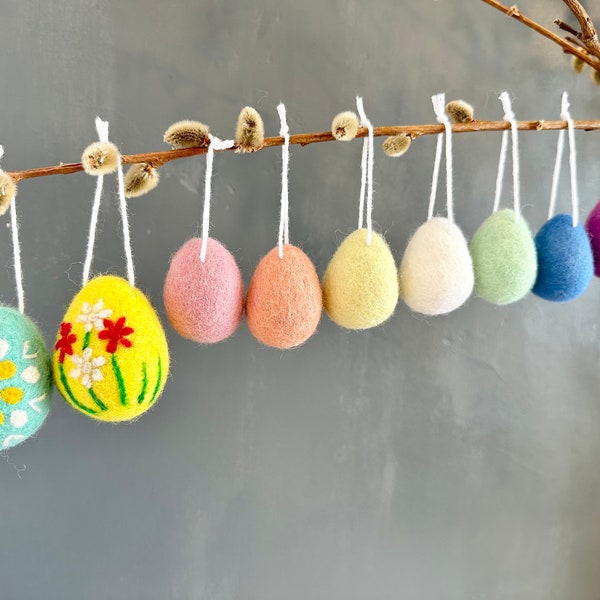 Wool Felt Egg Ornament - Needle Felted Spring Accent Decor - Christmas Easter Decoration for Easter Basket Gifts, Seasonal Tree, Tiered Tray