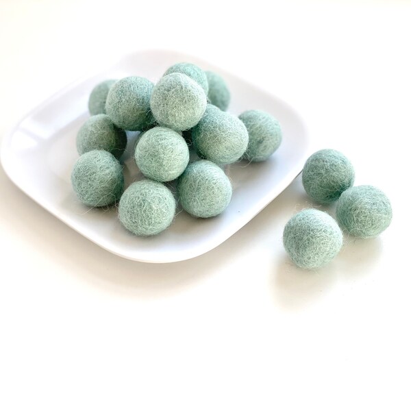 Baby Blue Felt Balls - 2.5 cm felted wool balls for crafting - Wholesale Bulk DIY Pastel Nursery Garland or Kids Room Decor - Wool Poms Only