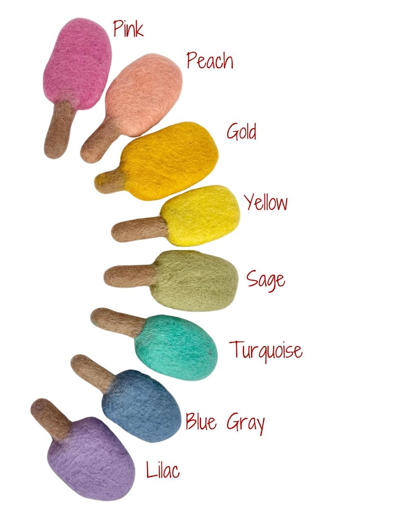 Wool Felt Popsicle Toy - Felted Ice Cream Bar for Imaginative Kids Play - Kicker for Cat or Kitten w/ FREE Catnip - Summer Bright Fudge Pop image 2