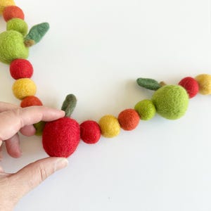 Customizable Red & Green Apple Garland - Felt Ball Fruit Fall Banner - Custom Juicy Granny Smith Wall Mantel Decor - Autumn Birthday Party