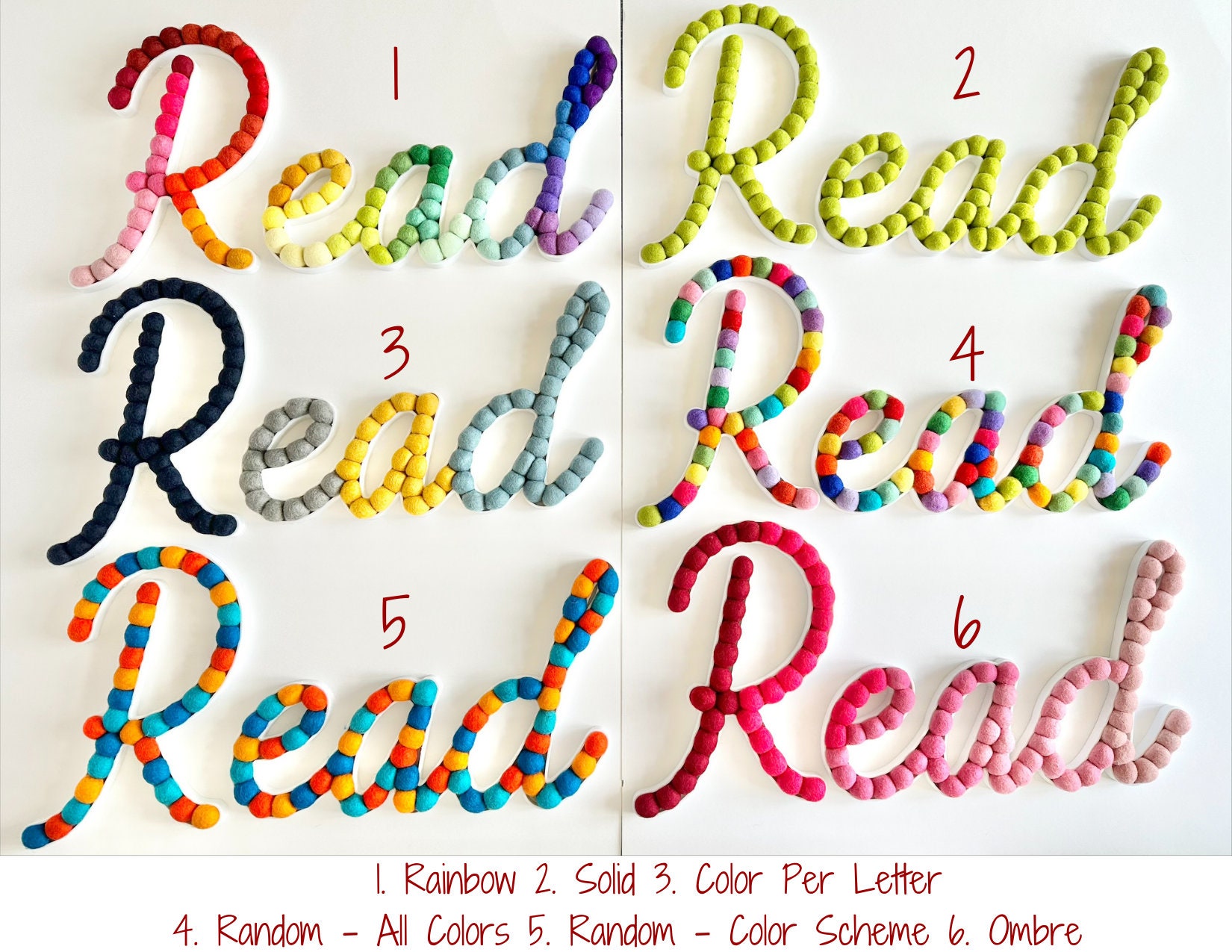 Customizable LIBRARY Wall Hanging - Colorful Cursive Letter Art for ...