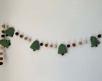 Customizable Pine Tree Garland - Christmas Tree Bunting - All Neutrals Brown to Tan Ombre Gradient - Choose colors for Nursery or Holidays