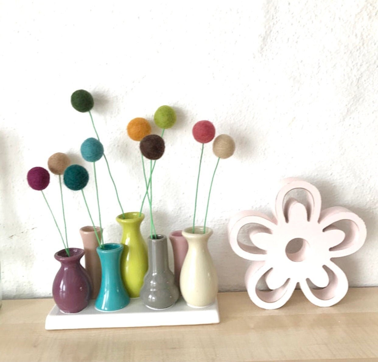 Rainbow Felt Ball Bouquet