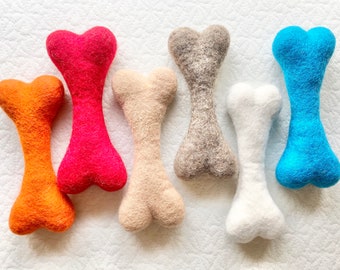 Large Solid Wool Dog Bone - Hand felted colorful Non-toxic dye - Toys for dogs & puppies - Christmas Present for pets - Canine Easter Gift