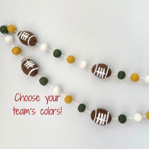 Customizable Wool Football Fan Garland - Felt Foot Ball Bunting - Fall Winter Sports Banner - Match Pro College or High School Team Colors