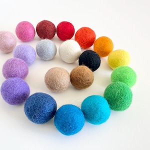 Medium Solid Wool Cat Toys - 3.5cm Colorful Felted ball toy set for small pets, cats, ferret, kitten - FREE Catnip option - Choose Colors
