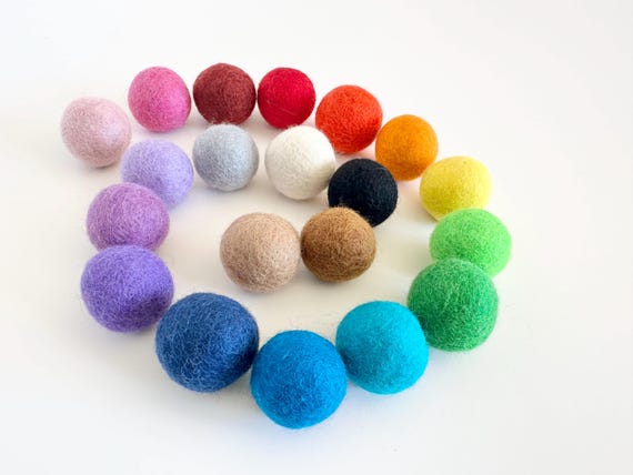 Medium Solid Wool Cat Toys - 3.5cm Colorful Felted ball toy set for small pets, cats, ferret, kitten - FREE Catnip option - Choose Colors