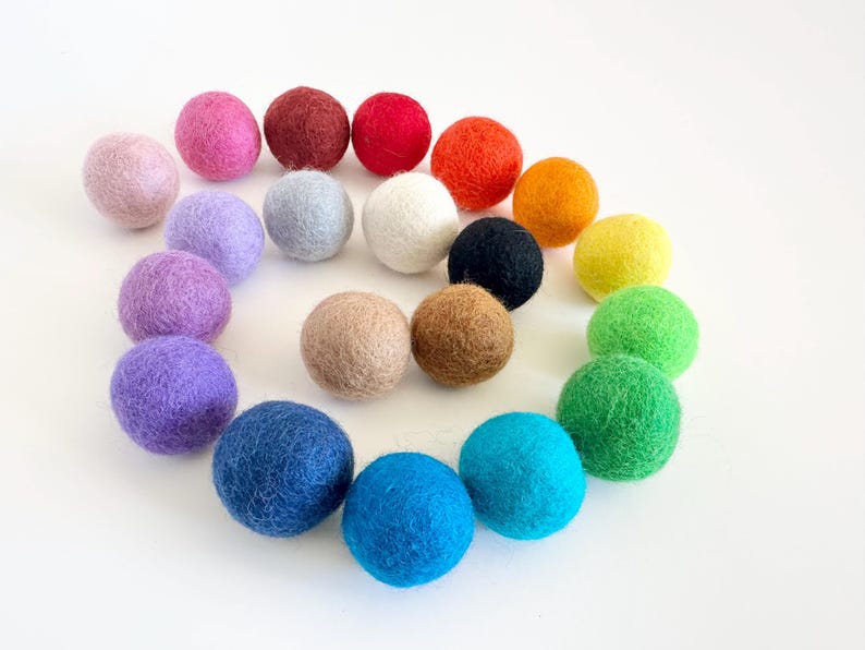 Medium Solid Wool Cat Toys - 3.5cm Colorful Felted ball toy set for small pets, cats, ferret, kitten - FREE Catnip option - Choose Colors image 1