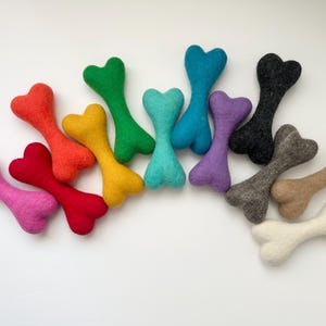 Large Solid Wool Dog Bone - Hand felted colorful Non-toxic dye - Toys for dogs & puppies - Christmas Present for pets - Canine Easter Gift image 1