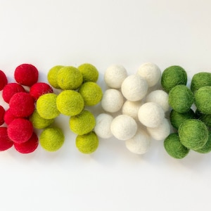 Mix N Match Fun Christmas Felt Balls - 2.5 cm custom felted ball for crafts - Bulk Felt Balls for Craft DIY Holiday Garland - Wool Poms Only