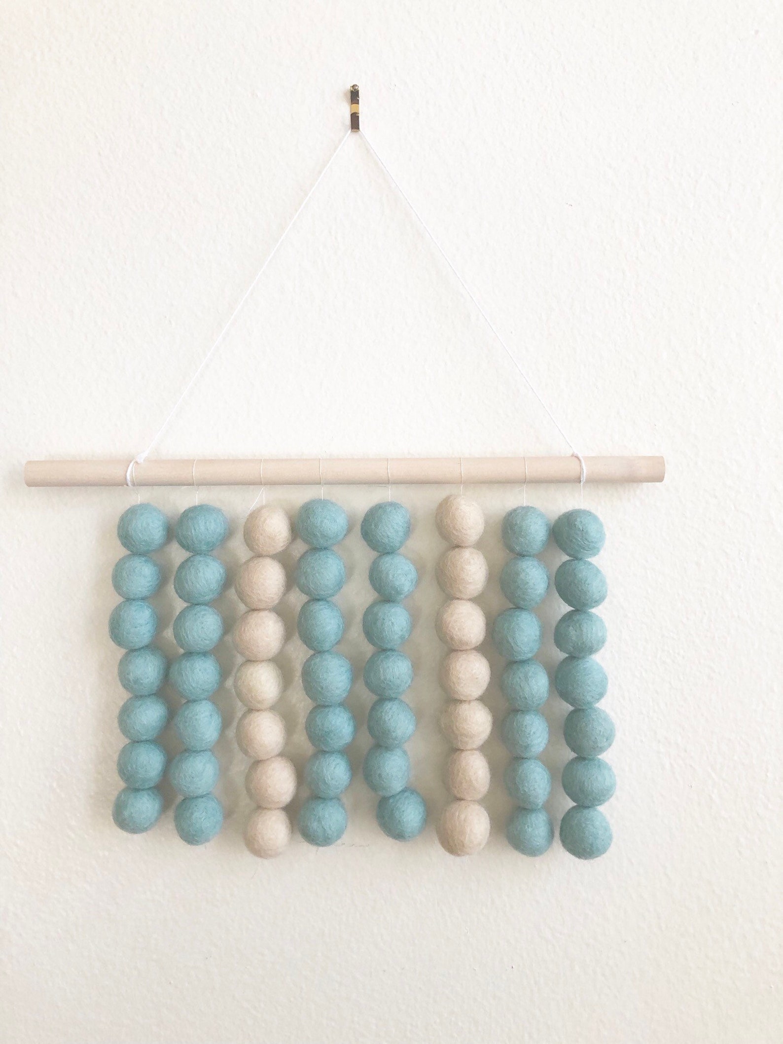 Custom Baby Blue Neutral Cream Felt Ball Wall Hanging Light Etsy