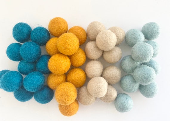 Shades of Blue & Orange Felt Balls 2.5 Cm Felted Wool Ball for Your Crafts  Bulk Felt Balls for Nursery Craft Garland Wool Poms Only 