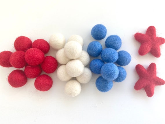 America Felt Balls 2.5 Cm Custom Felted Wool Ball for Your Crafts Bulk Felt  Balls for 4th of July DIY Patriot Garland Wool Pom Only 