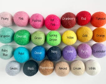 Elige tus colores Pompones gigantes de fieltro - Pompones de lana personalizados de 3,5 cm para manualidades - Venta al por mayor - Móvil o guirnalda DIY
