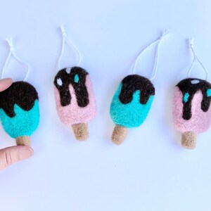 Wool Felt Popsicle Toy - Felted Ice Cream Bar for Imaginative Kids Play - Kicker for Cat or Kitten w/ FREE Catnip - Summer Bright Fudge Pop image 6
