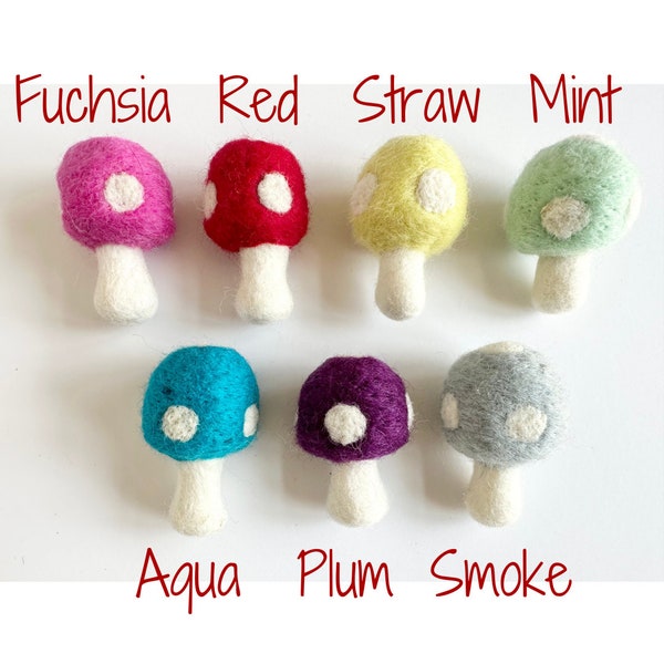 Choose your Color Felt Mushroom - Montessori Waldorf Cat Play - Needle Felted Catnip Toy - Pet Christmas Gift - 1 Wool Shrooms Cat Kicker