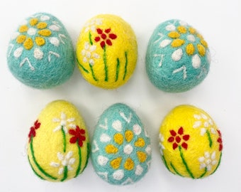 Hand Stitched Felt Egg - ONE Needle Felted Spring Accent Decor - Christmas Tree or Easter Decoration for Ornamental Sticks or Tiered Trays